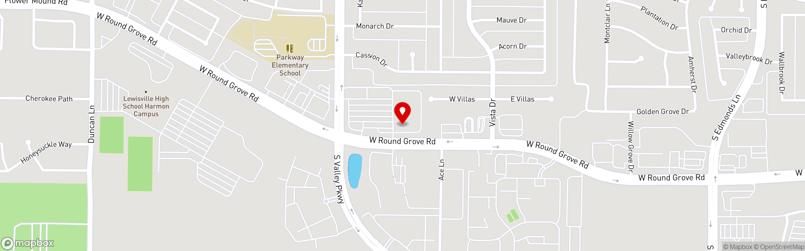 Street map pinning The Great Greek Mediterranean Grill® in Lewisville, TX