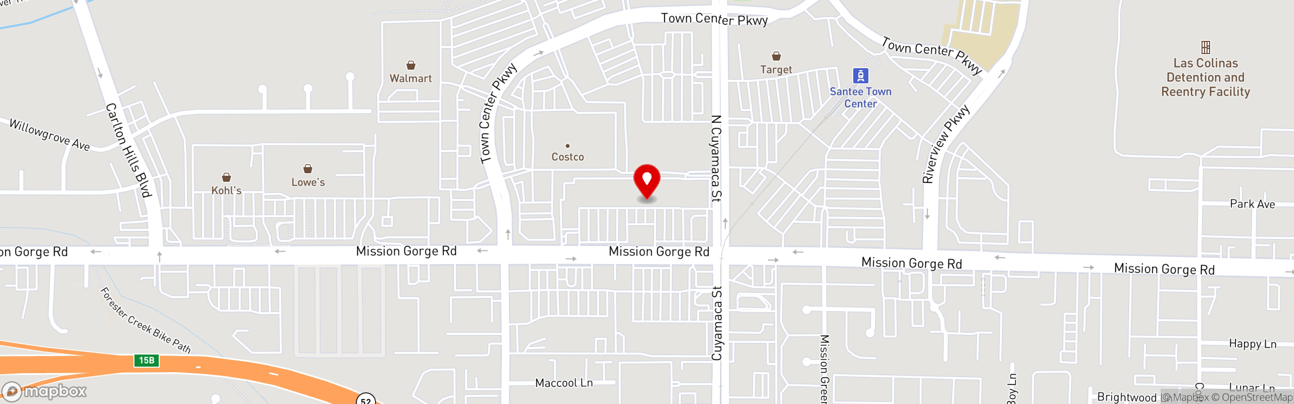 Street map pinning The Great Greek Mediterranean Grill® in Santee, CA