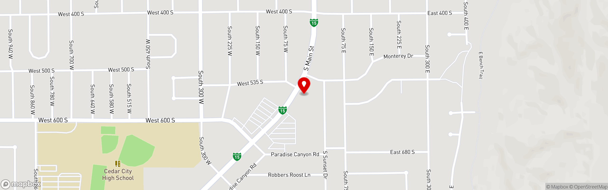 Street map pinning The Great Greek Mediterranean Grill® in Cedar City, UT