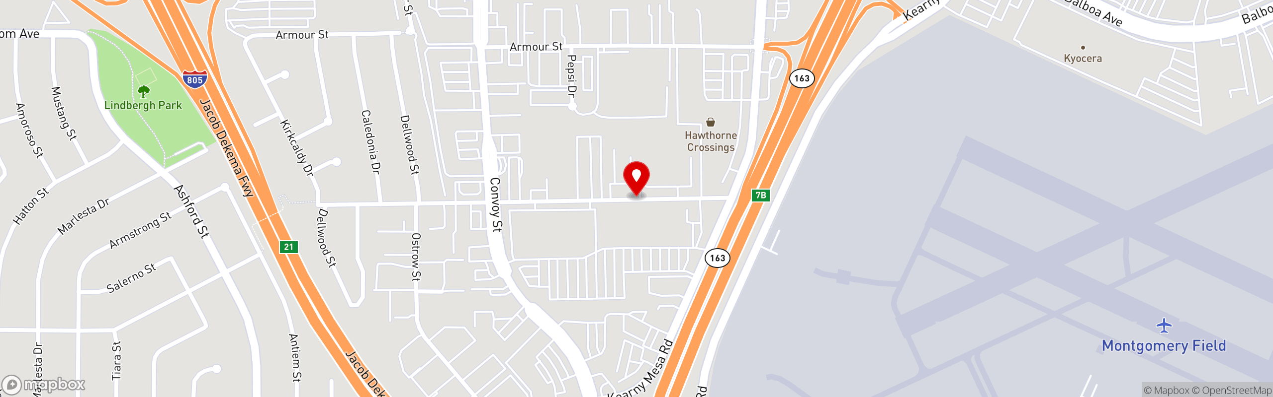 Street map pinning The Great Greek Mediterranean Grill® in San Diego, CA