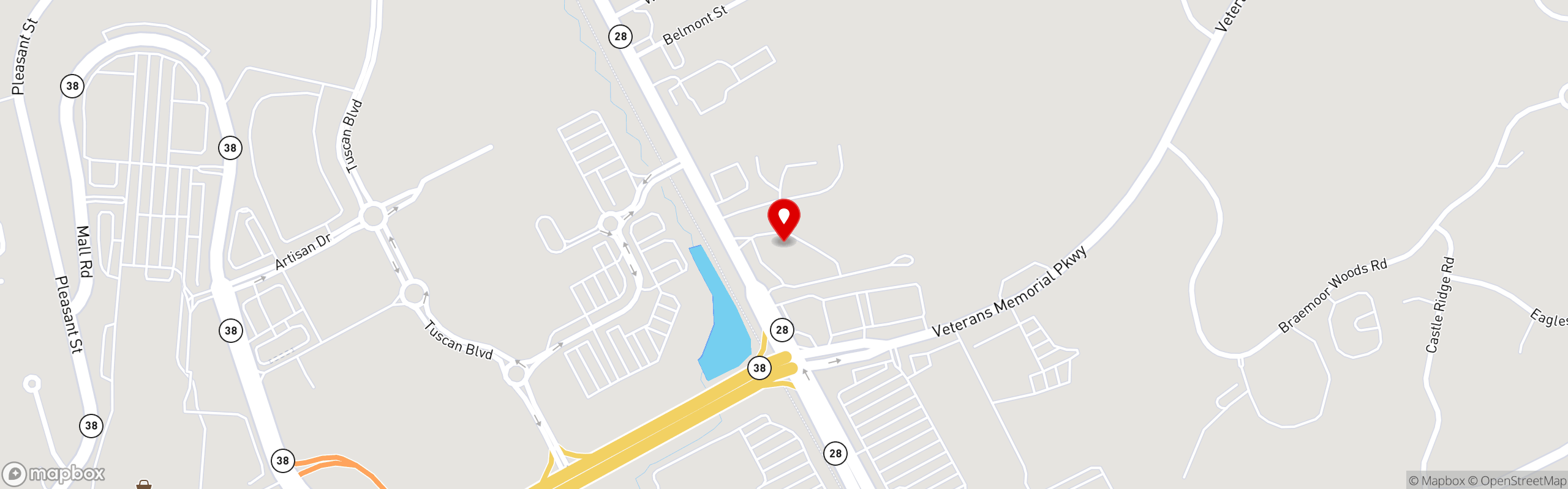 Street map pinning The Great Greek Mediterranean Grill® in Salem, NH