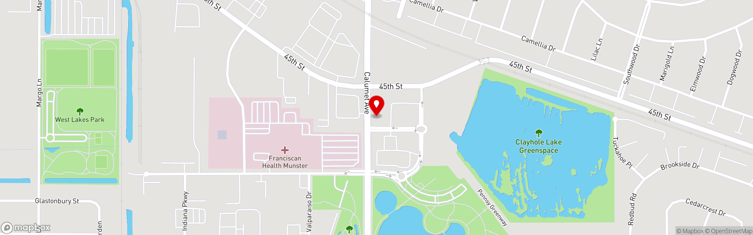 Street map pinning The Great Greek Mediterranean Grill® in Munster, IN