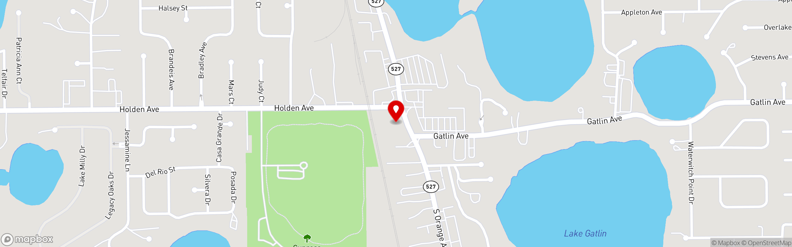 Street map pinning The Great Greek Mediterranean Grill® in Orlando, FL - Holden Hub (Coming Soon!)