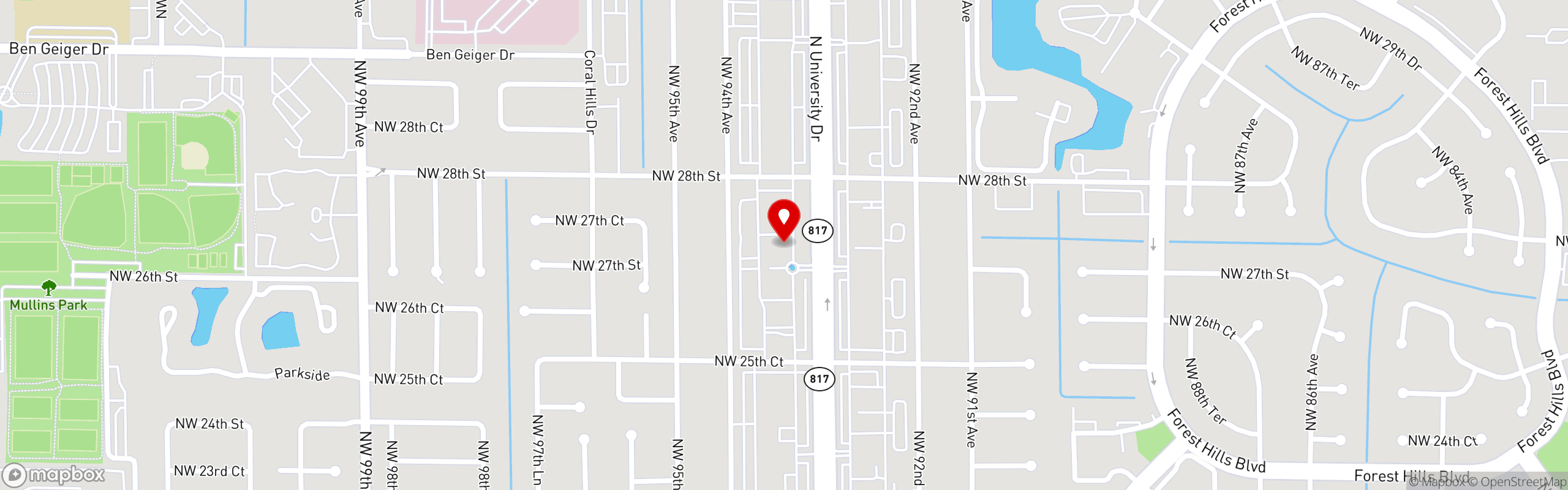 Street map pinning The Great Greek Mediterranean Grill® in Coral Springs, FL