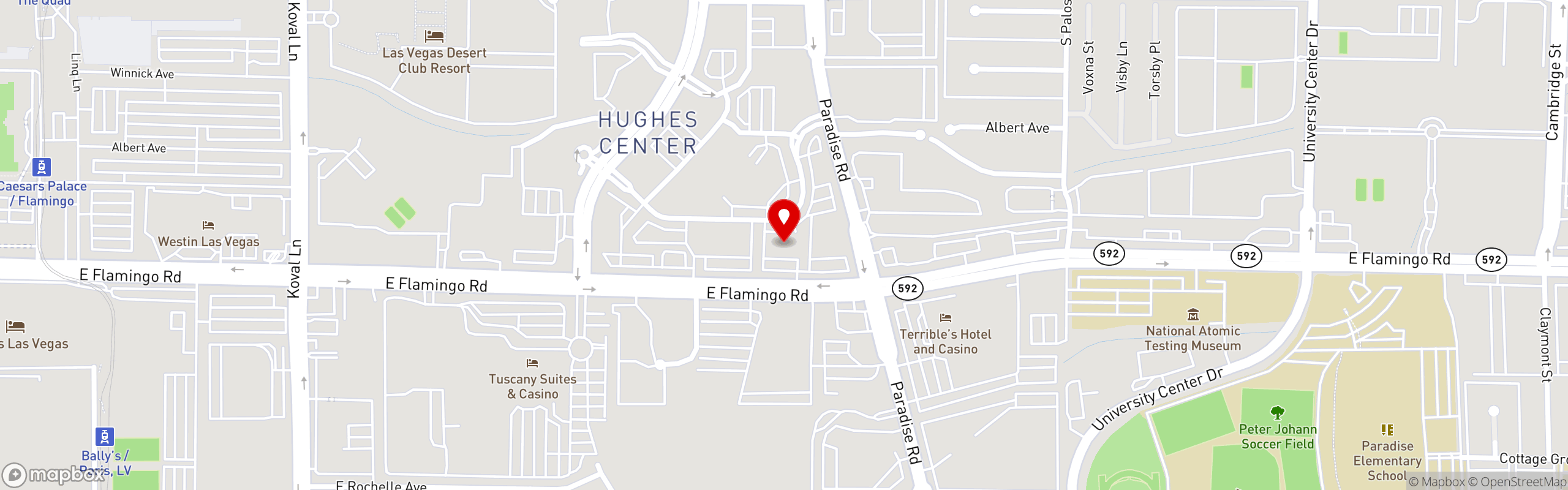 Street map pinning The Great Greek Mediterranean Grill® in Flamingo & Paradise – Las Vegas, NV