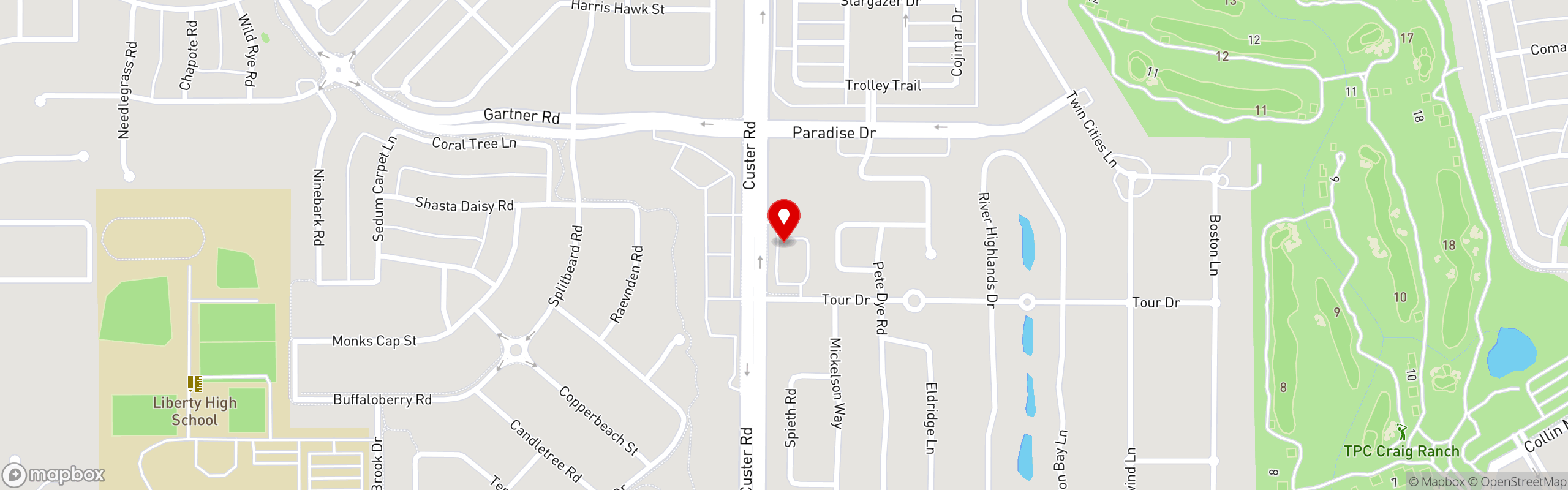 Street map pinning The Great Greek Mediterranean Grill® in McKinney, TX
