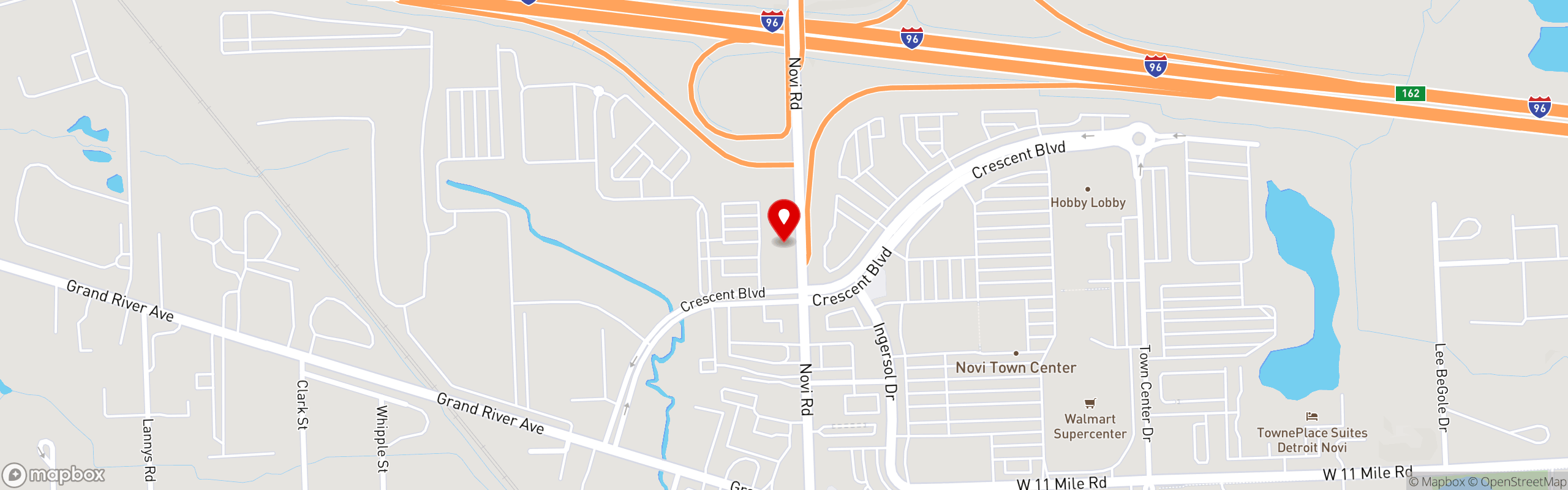 Street map pinning The Great Greek Mediterranean Grill® in Novi, MI