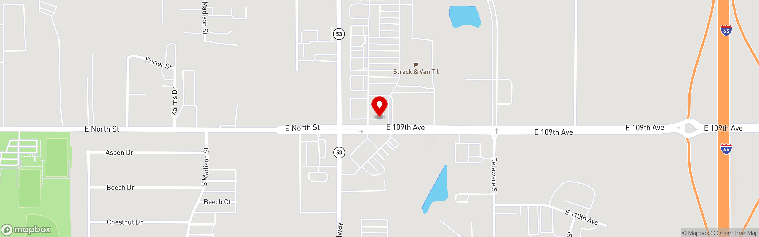 Street map pinning The Great Greek Mediterranean Grill® in Crown Point, IN