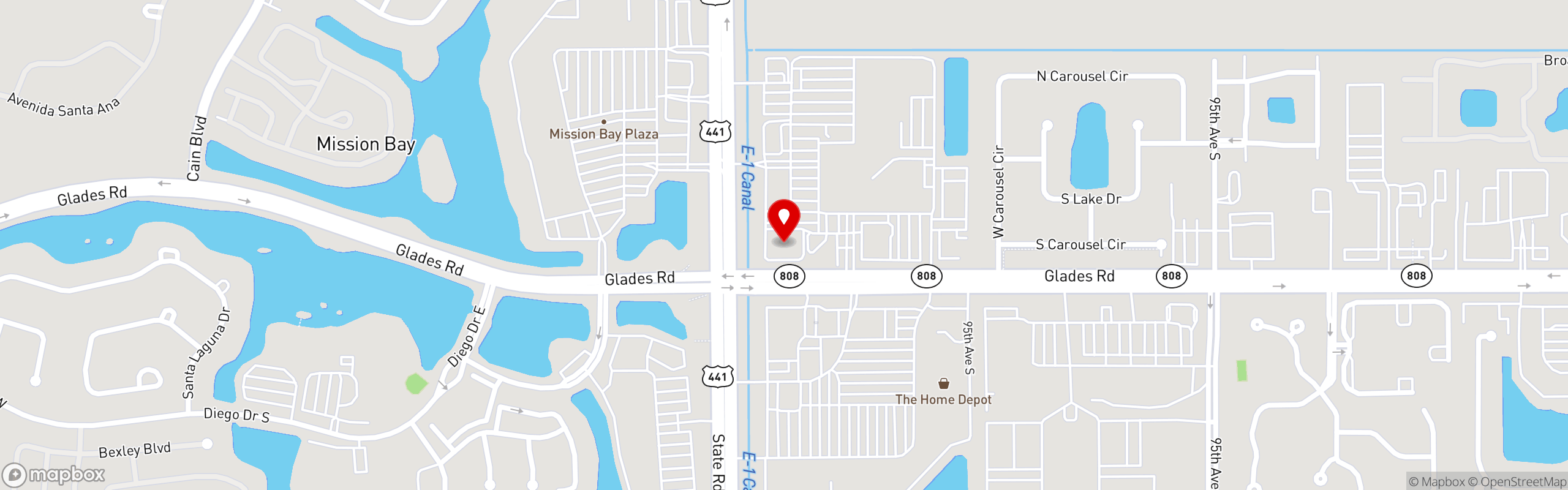 Street map pinning The Great Greek Mediterranean Grill® in Boca Raton, FL - West