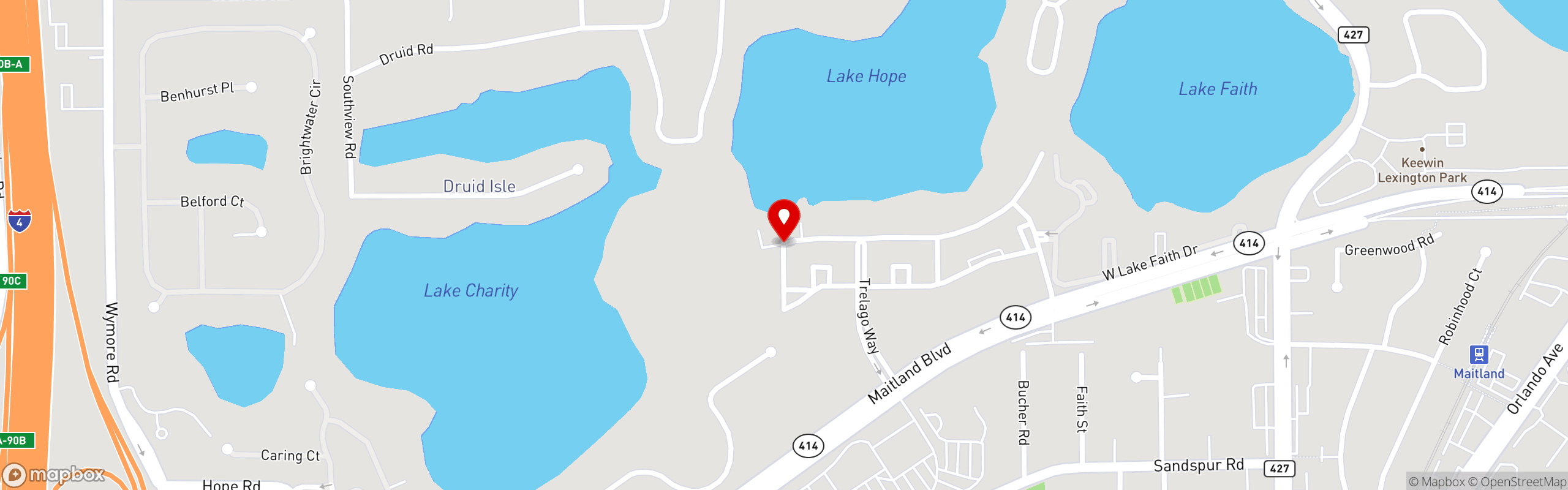 Street map pinning The Great Greek Mediterranean Grill® in Maitland, FL