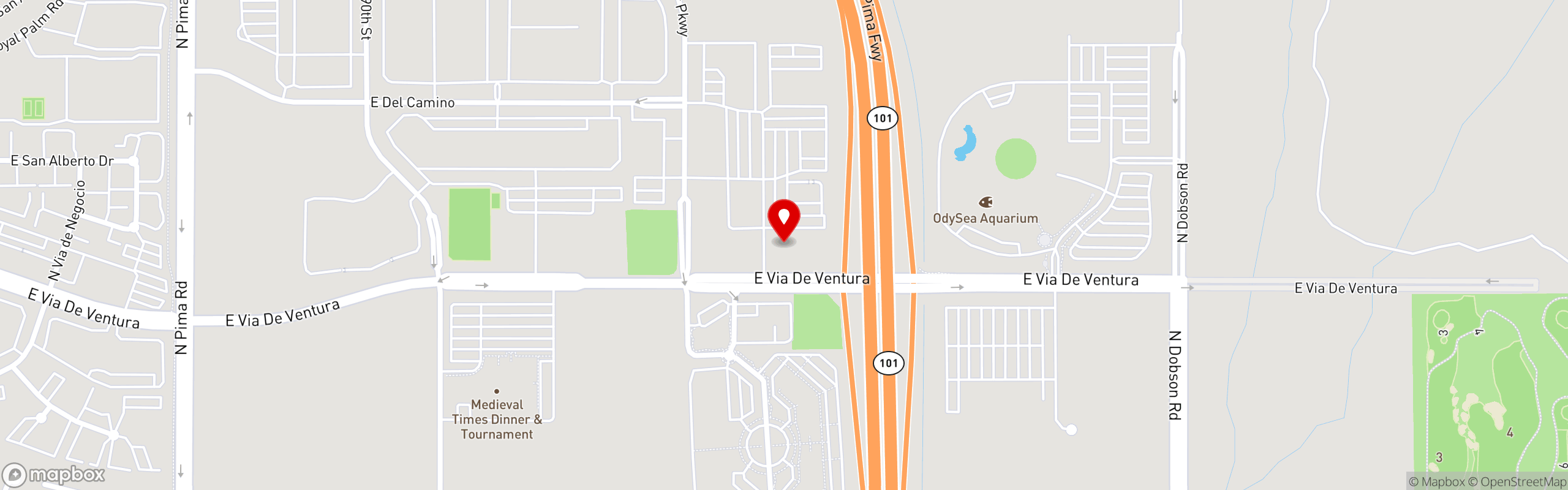 Street map pinning The Great Greek Mediterranean Grill® in Scottsdale, AZ – The Block