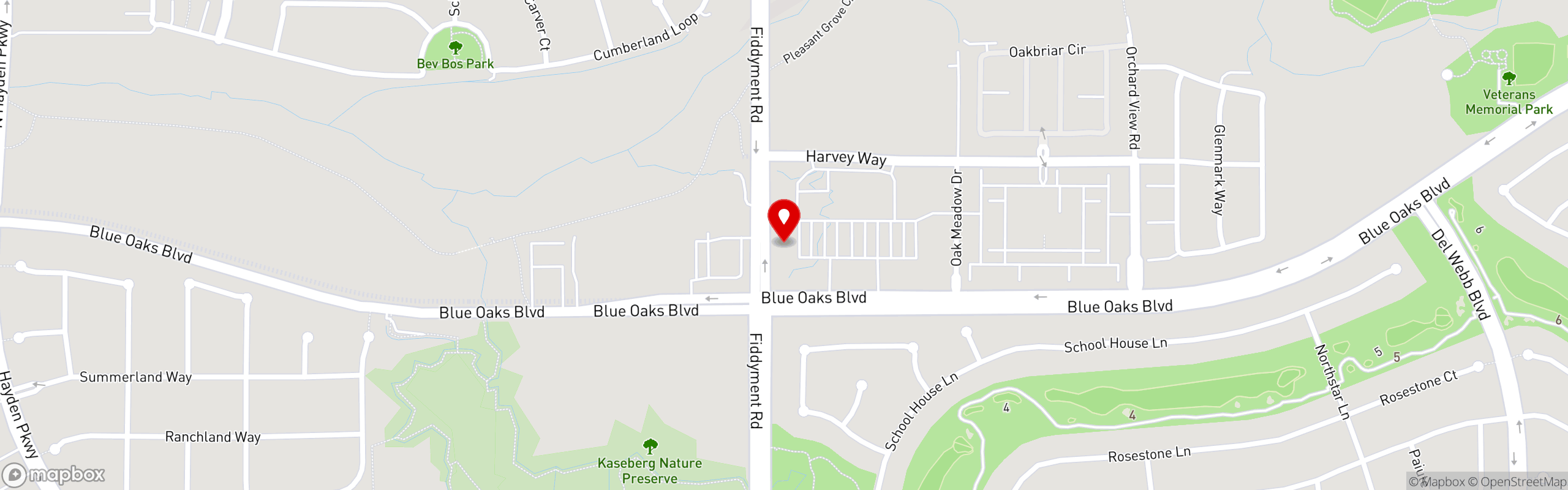 Street map pinning The Great Greek Mediterranean Grill® in Roseville, CA – Blue Oaks