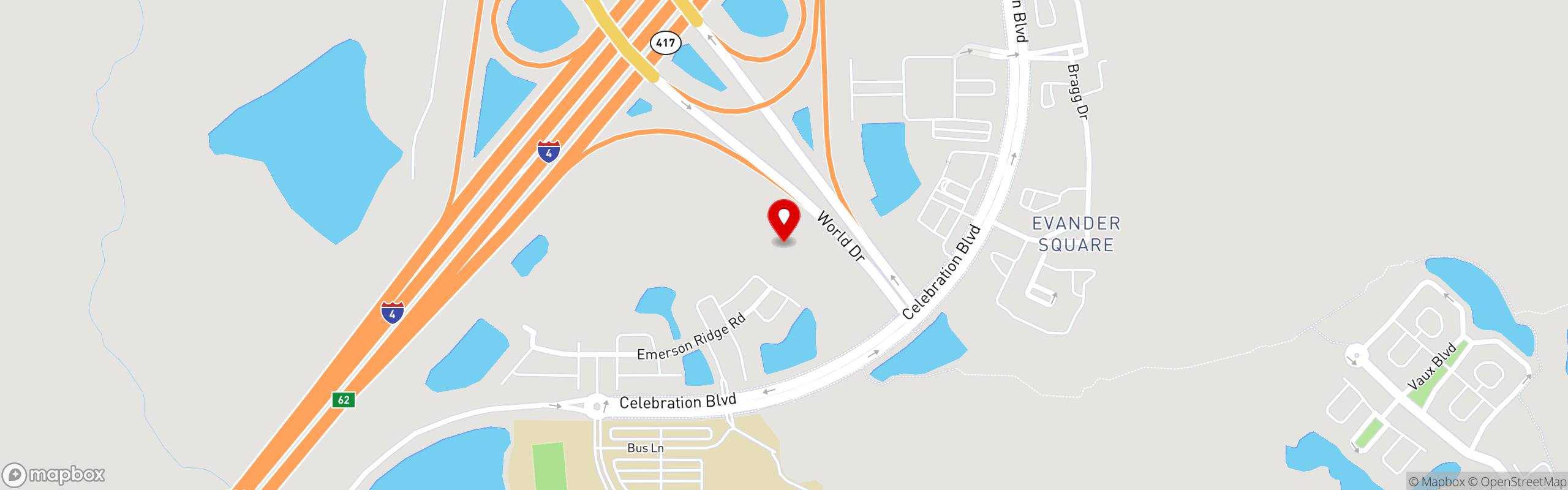 Street map pinning The Great Greek Mediterranean Grill® in Celebration, FL