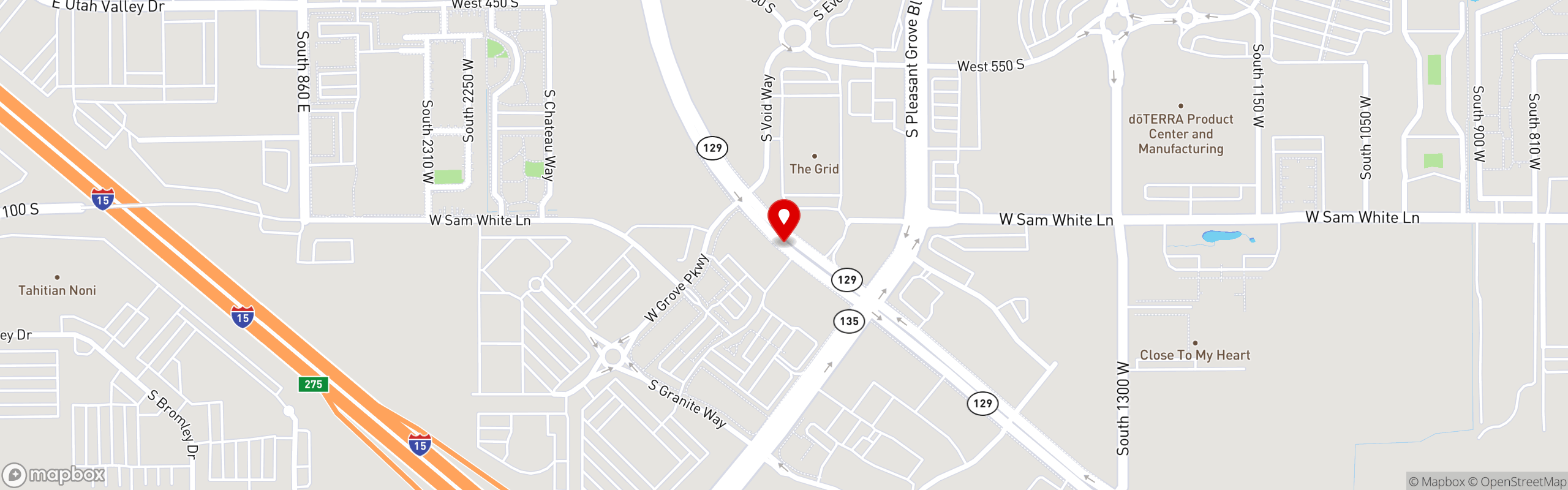 Street map pinning The Great Greek Mediterranean Grill® in Pleasant Grove, UT