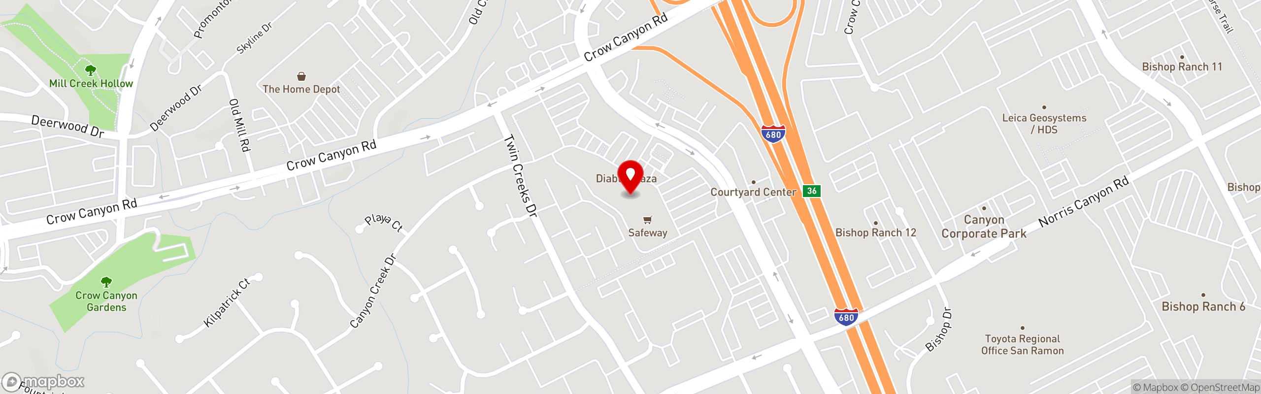 Street map pinning The Great Greek Mediterranean Grill® in San Ramon, CA