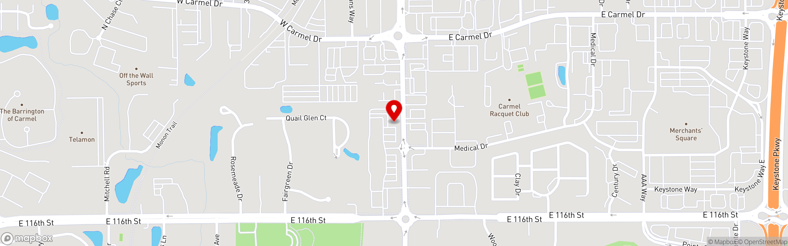 Street map pinning The Great Greek Mediterranean Grill® in Carmel, IN – Rangeline