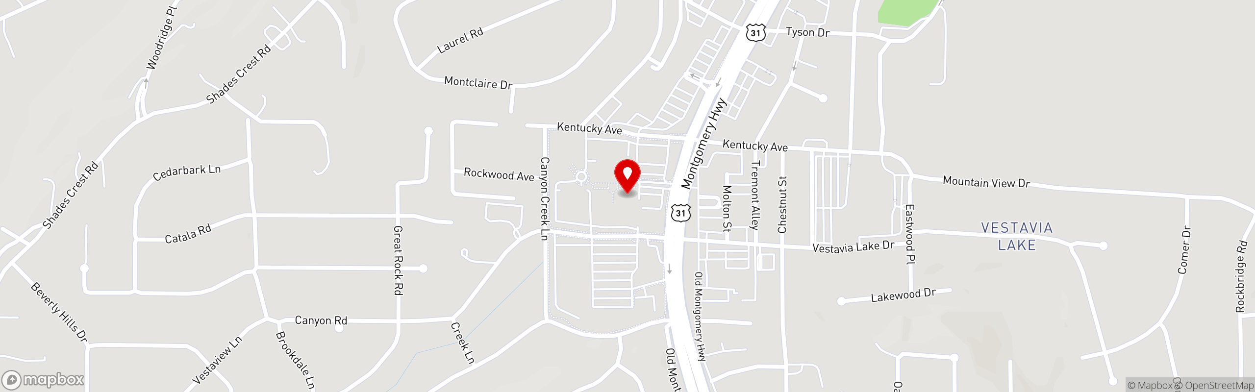 Street map pinning The Great Greek Mediterranean Grill® in Vestavia Hills, AL