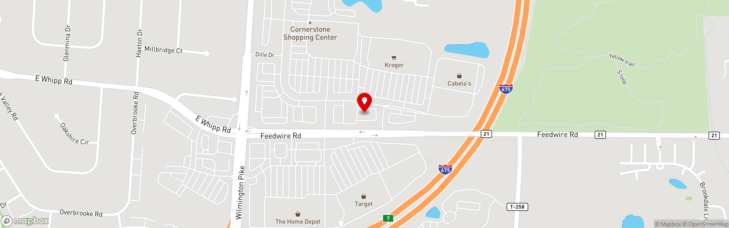 Street map pinning The Great Greek Mediterranean Grill® in Centerville, OH