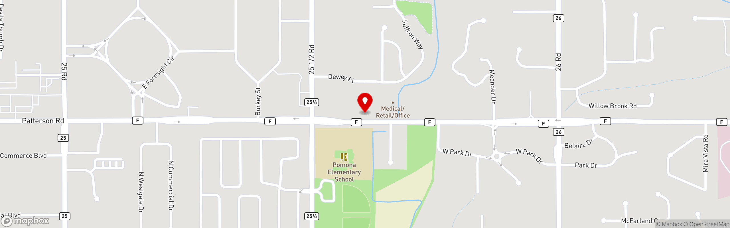 Street map pinning The Great Greek Mediterranean Grill® in Grand Junction, CO