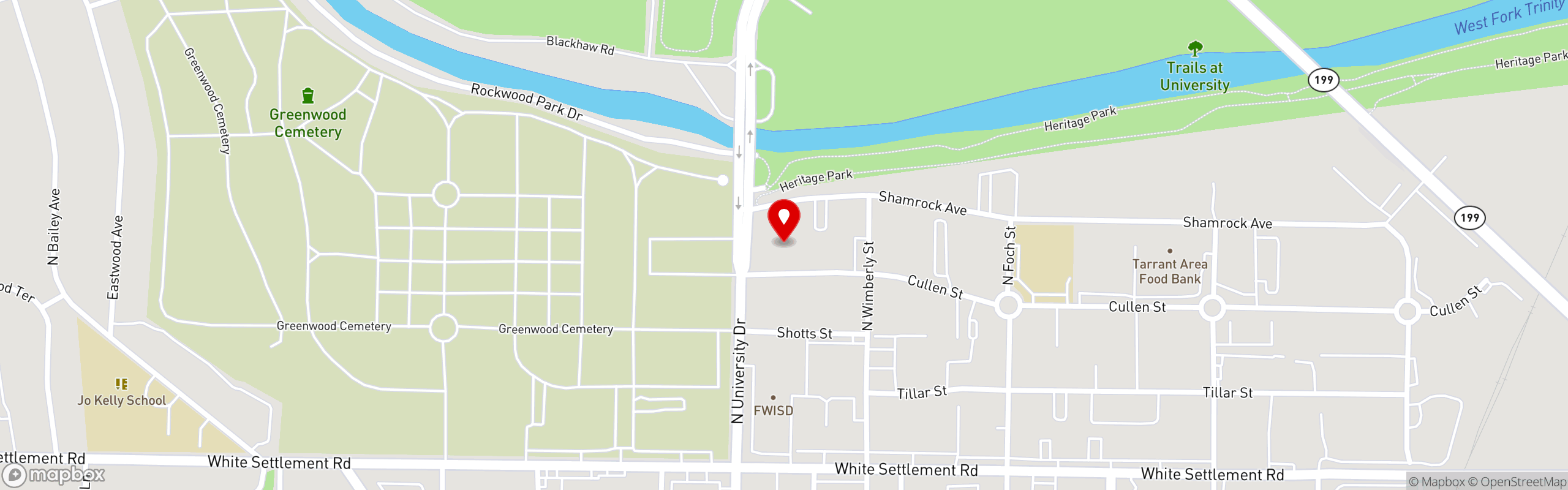 Street map pinning The Great Greek Mediterranean Grill® in Fort Worth, TX - Crestwood