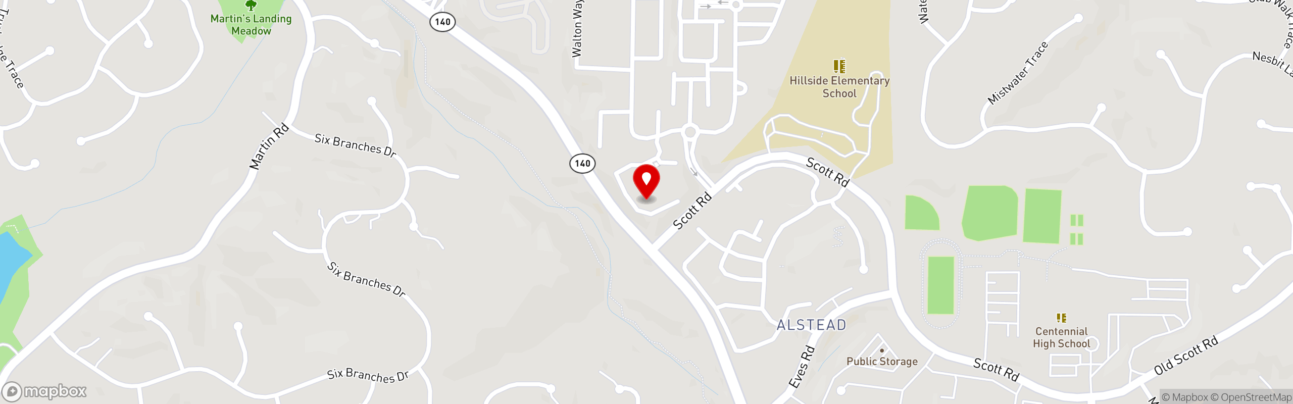 Street map pinning The Great Greek Mediterranean Grill® in Roswell, GA