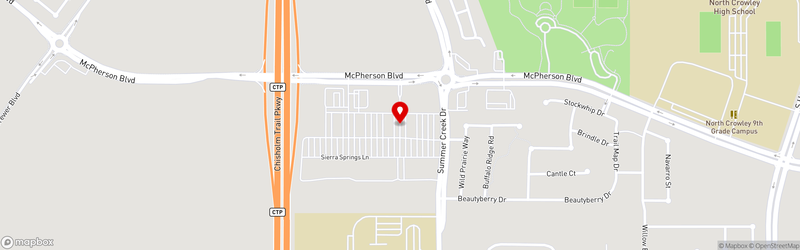 Street map pinning The Great Greek Mediterranean Grill® in Fort Worth, TX – Chisholm Trail