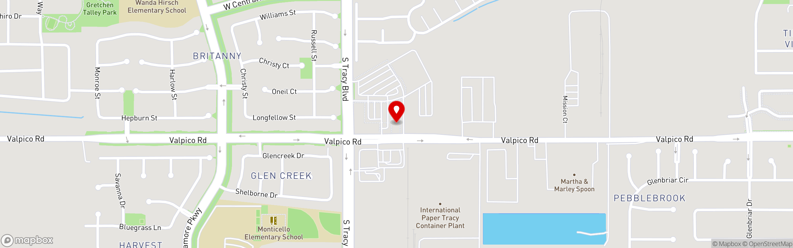 Street map pinning The Great Greek Mediterranean Grill® in Tracy, CA
