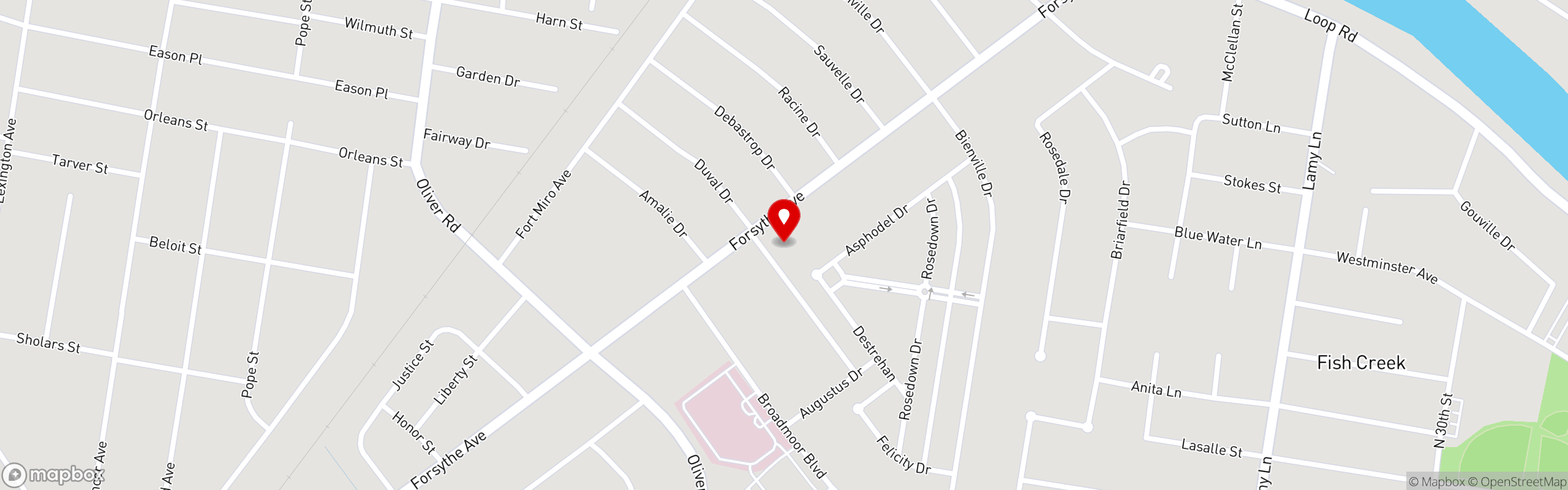 Street map pinning The Great Greek Mediterranean Grill® in Monroe, LA