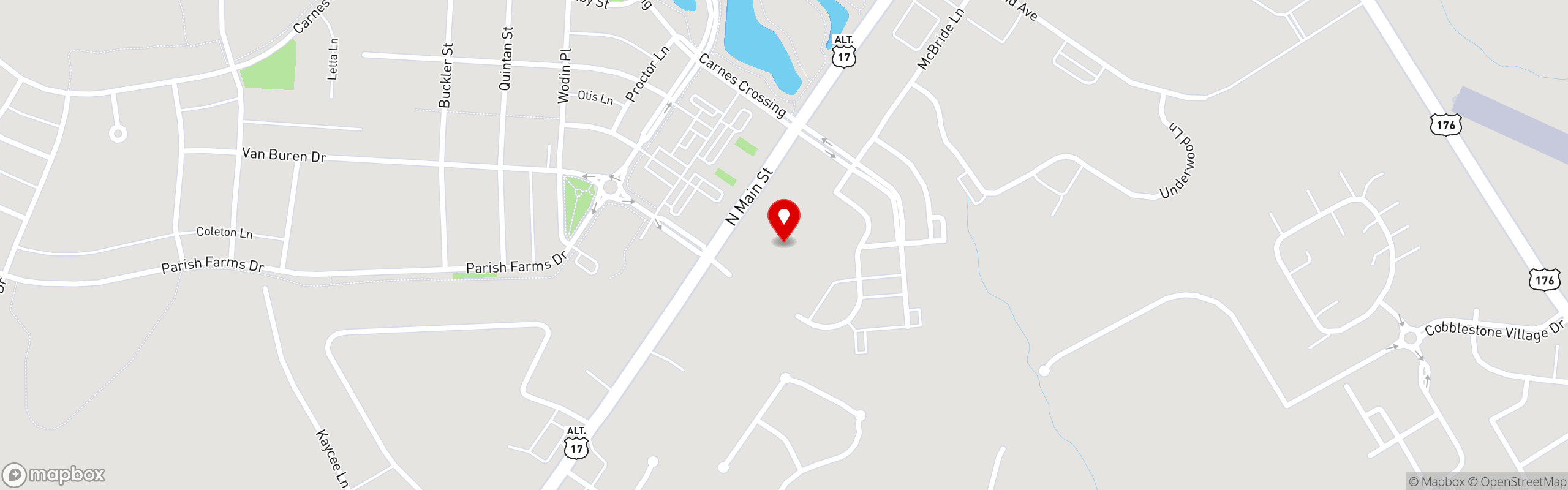 Street map pinning The Great Greek Mediterranean Grill® in Goose Creek, SC