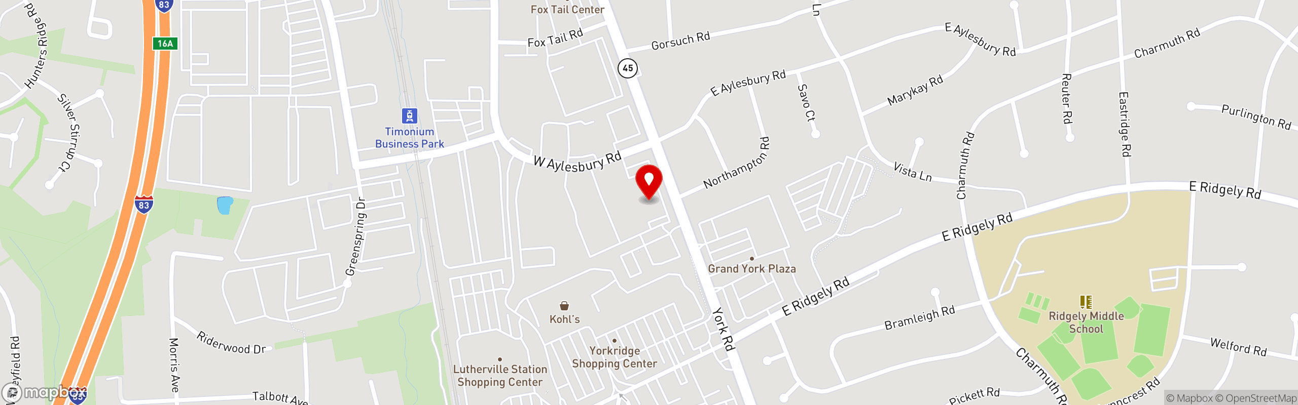 Street map pinning The Great Greek Mediterranean Grill® in Timonium, MD