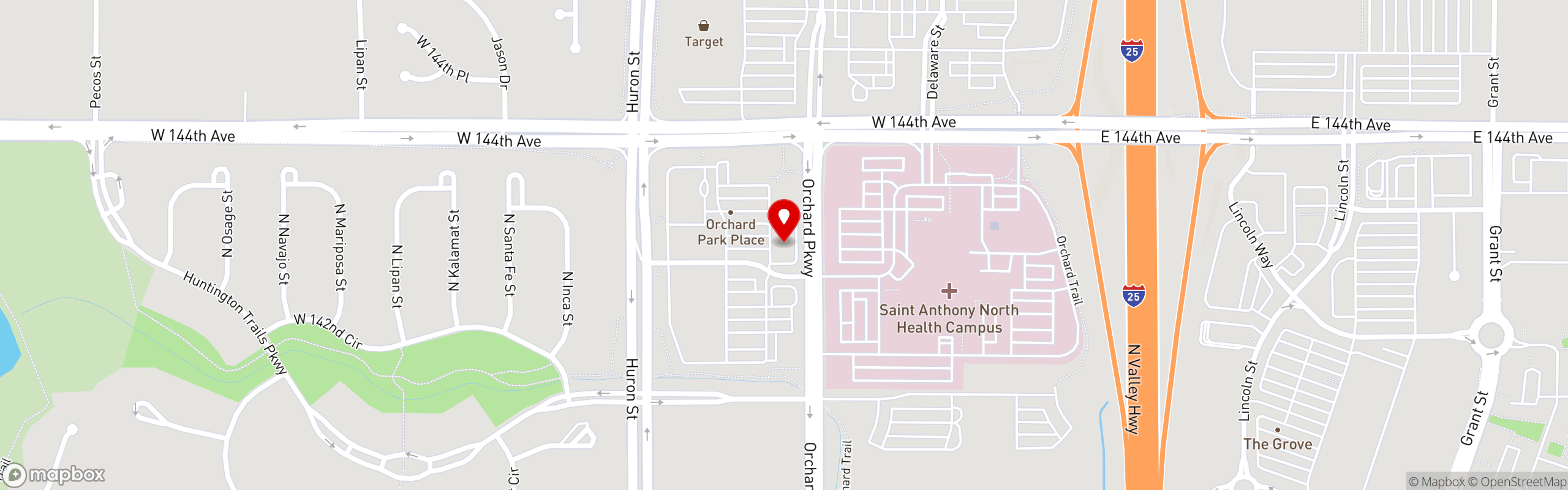Street map pinning The Great Greek Mediterranean Grill® in Westminster, CO
