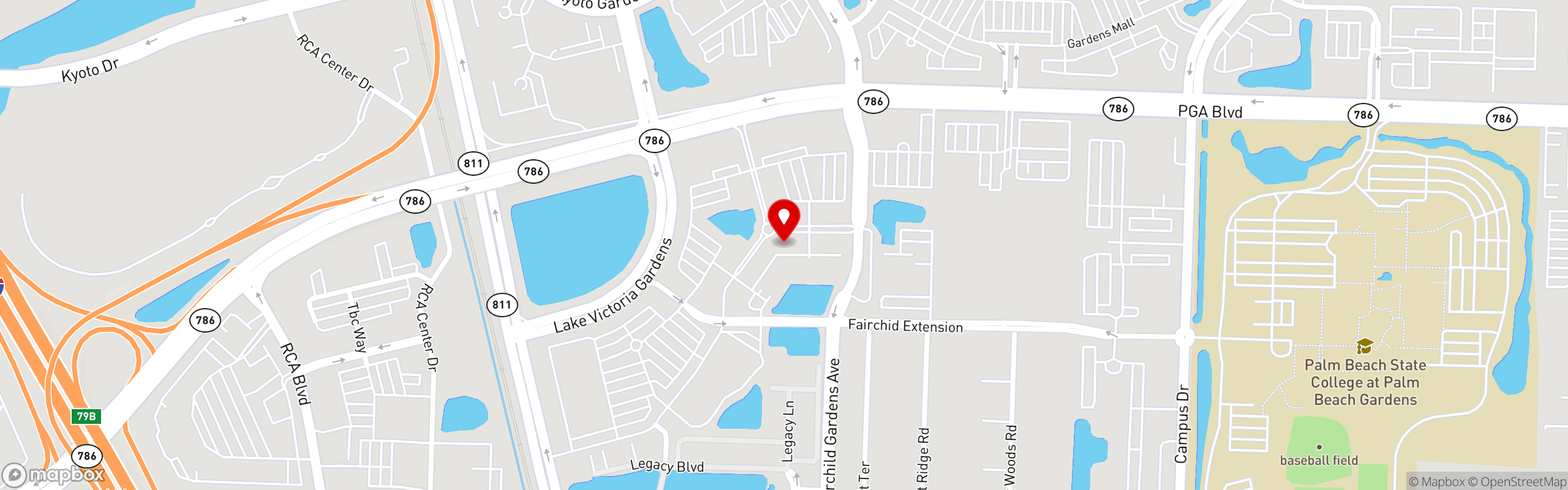 Street map pinning The Great Greek Mediterranean Grill® in Palm Beach Gardens, FL