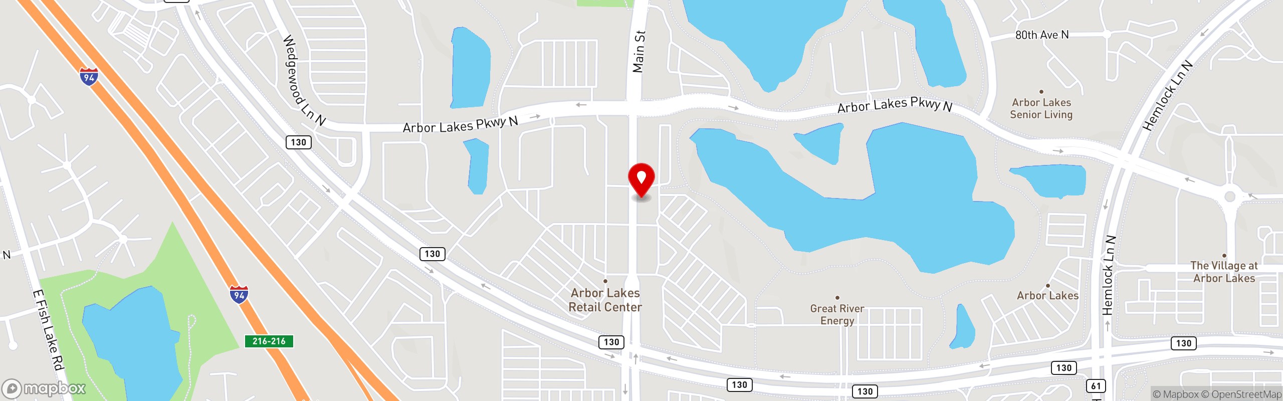 Street map pinning The Great Greek Mediterranean Grill® in Maple Grove, MN
