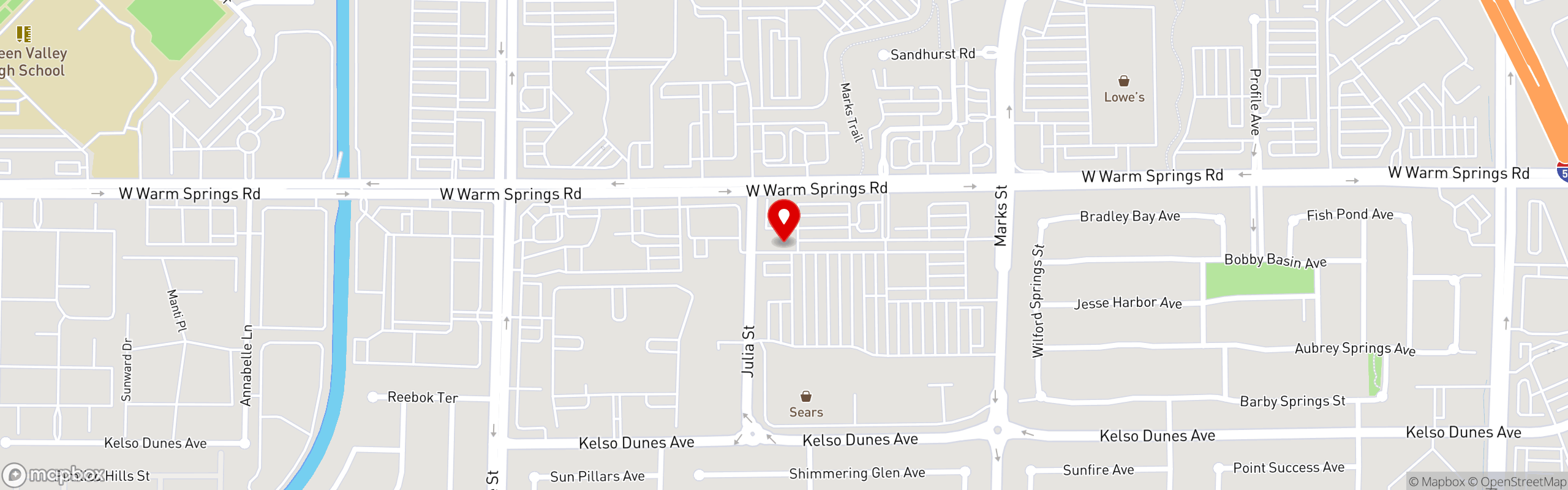 Street map pinning The Great Greek Mediterranean Grill® in Henderson, NV