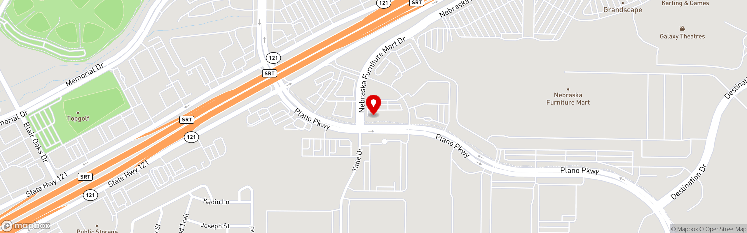 Street map pinning The Great Greek Mediterranean Grill® in The Colony, TX