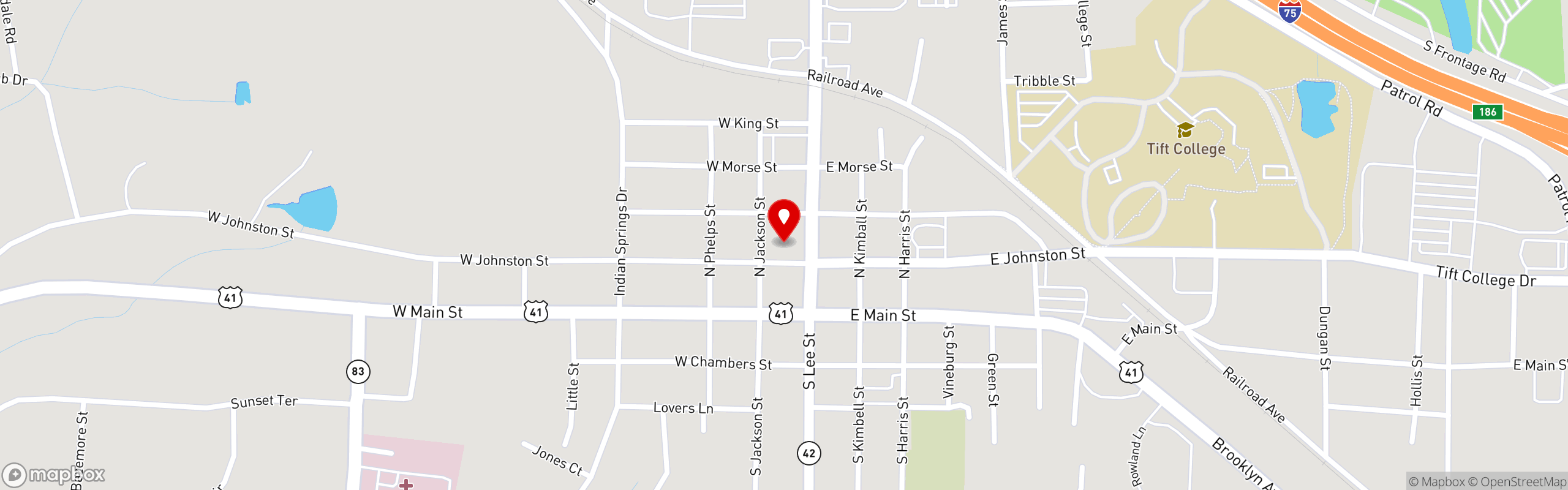 Street map pinning Grits Cafe in Grits Cafe