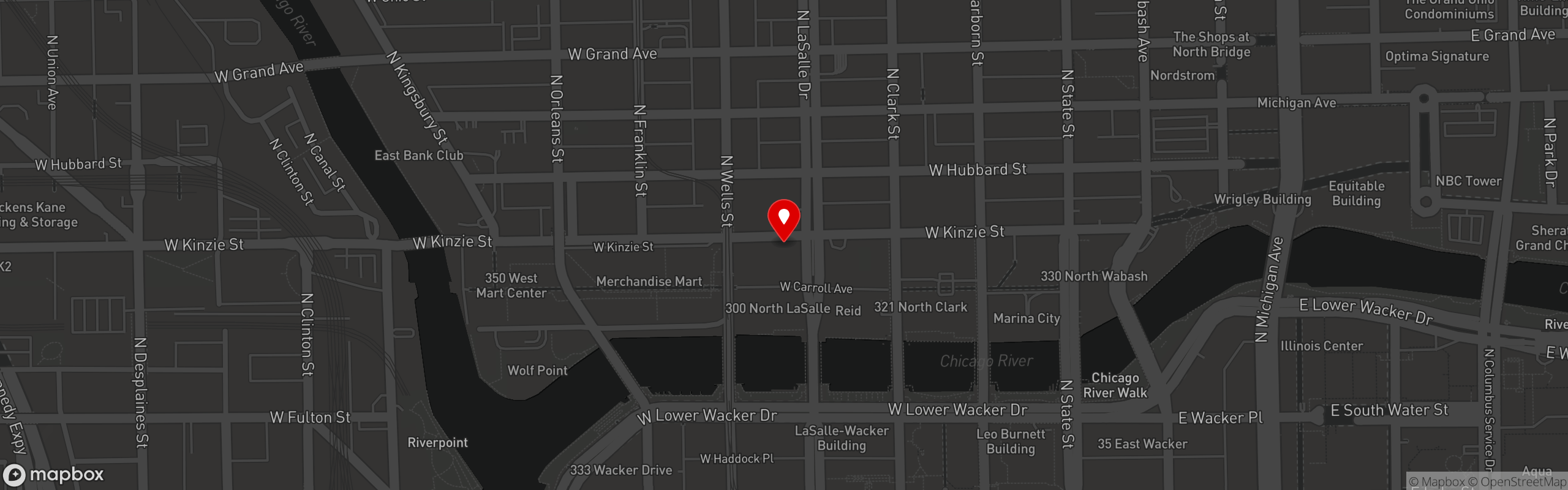 Street map pinning Tree House Chicago in River North, Chicago