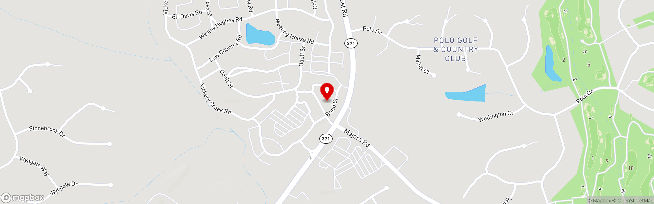 Street map pinning Branchwater in Cumming