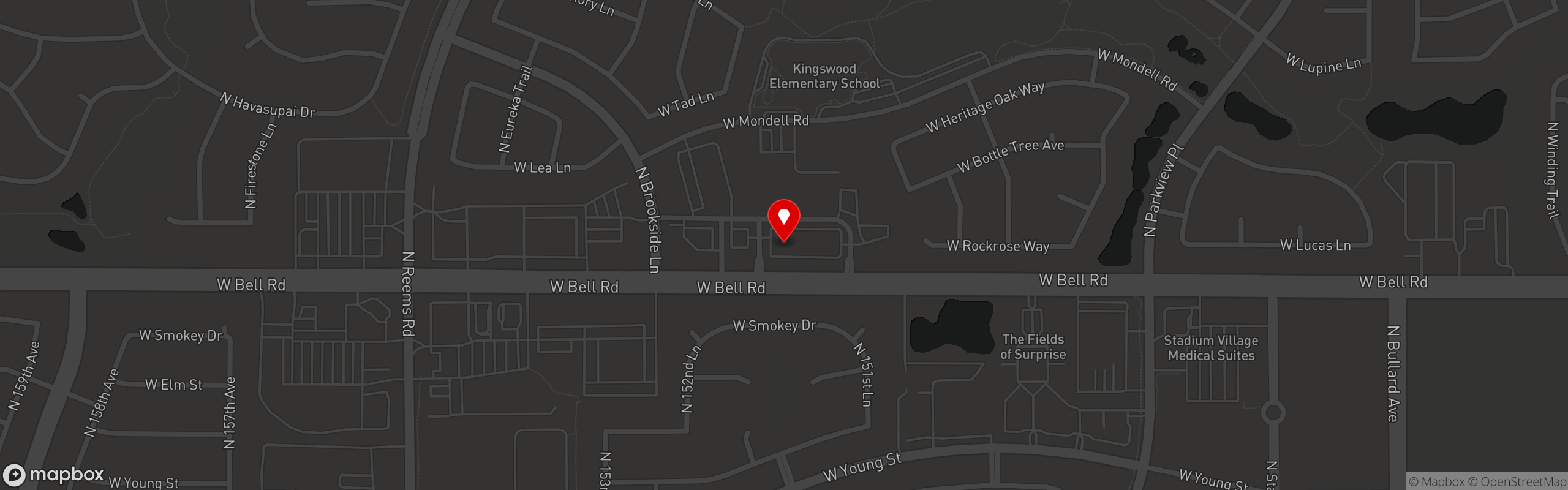 Street map pinning Brookside II Sports Bar and Grille in Surprise
