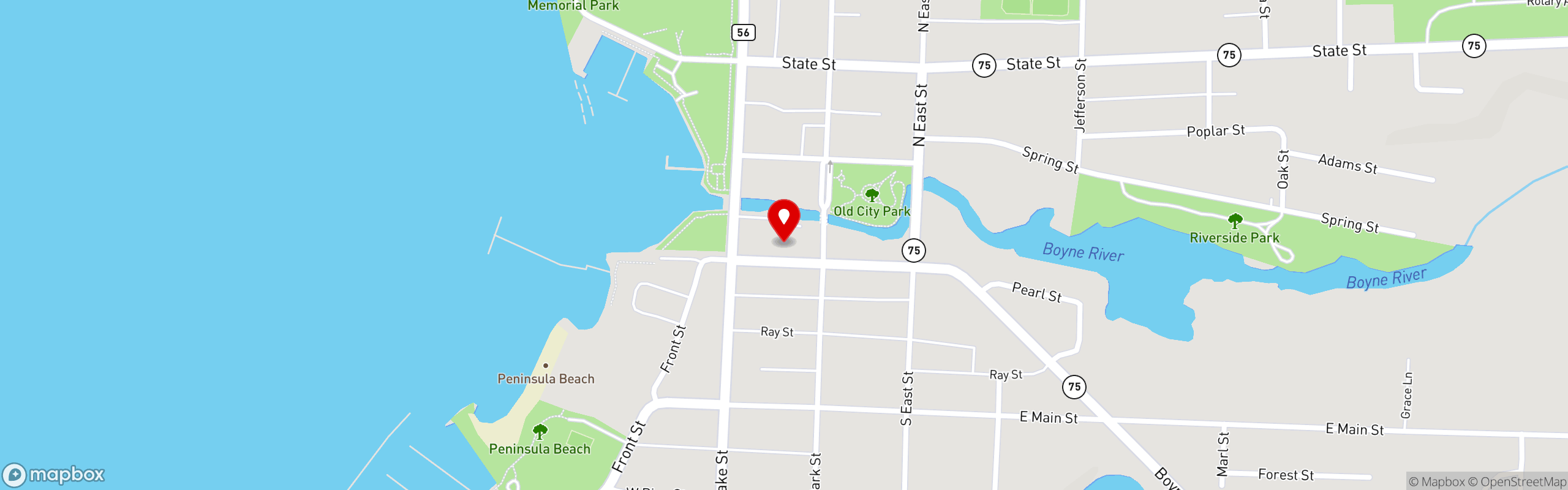 Street map pinning Red Mesa Grill in Boyne City - MI
