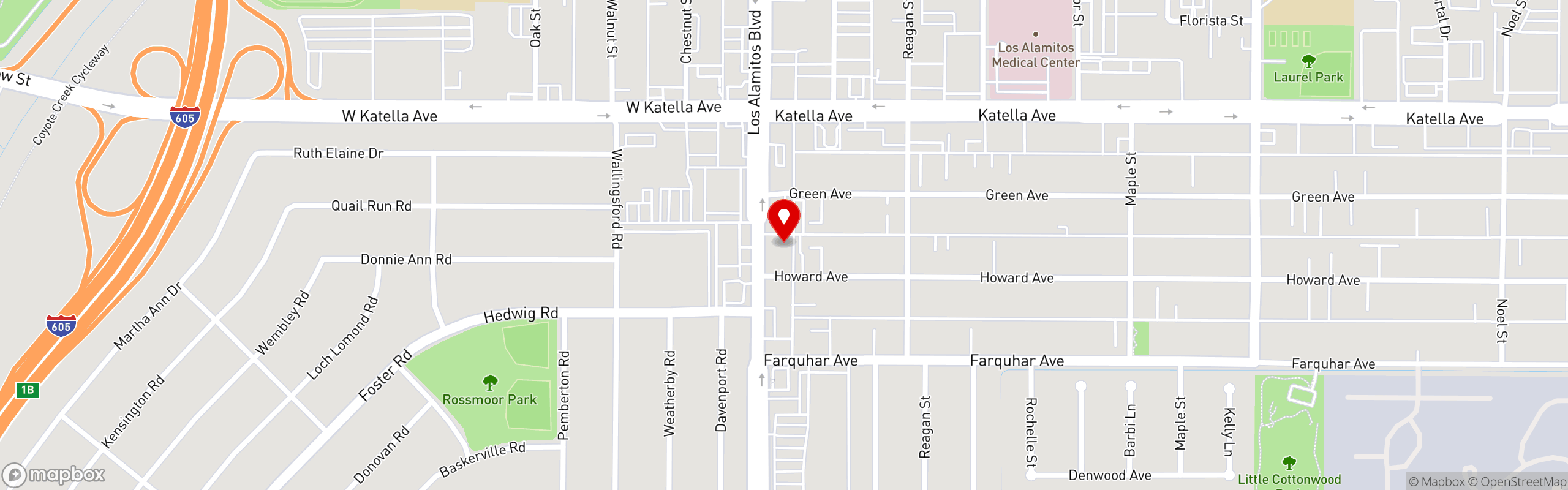 Street map pinning Mama's Comfort Food & Cocktails in Mama's - Los Alamitos