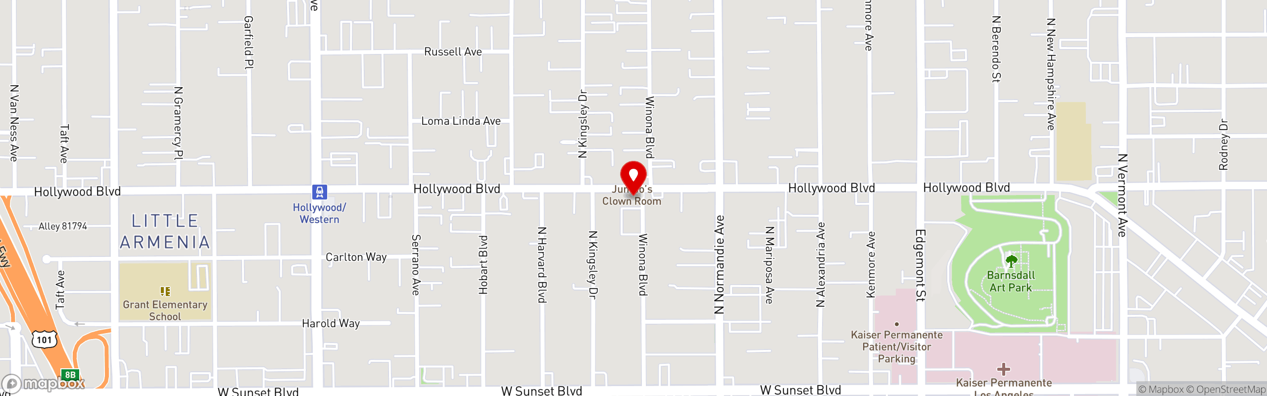 Street map pinning Friends & Family in East Hollywood