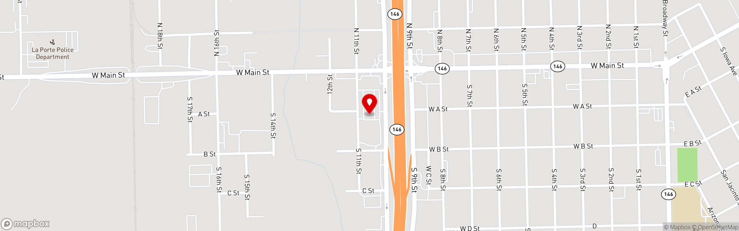 Street map pinning Taquerias Arandas in 112 Hwy 146