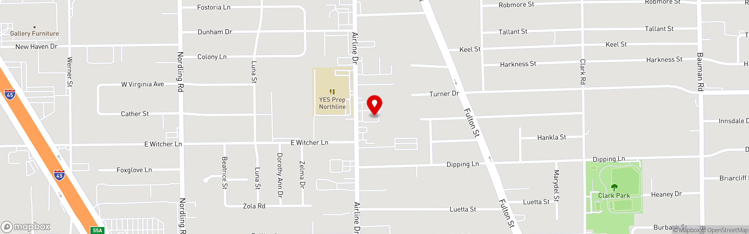 Street map pinning Taquerias Arandas in Airline Dr