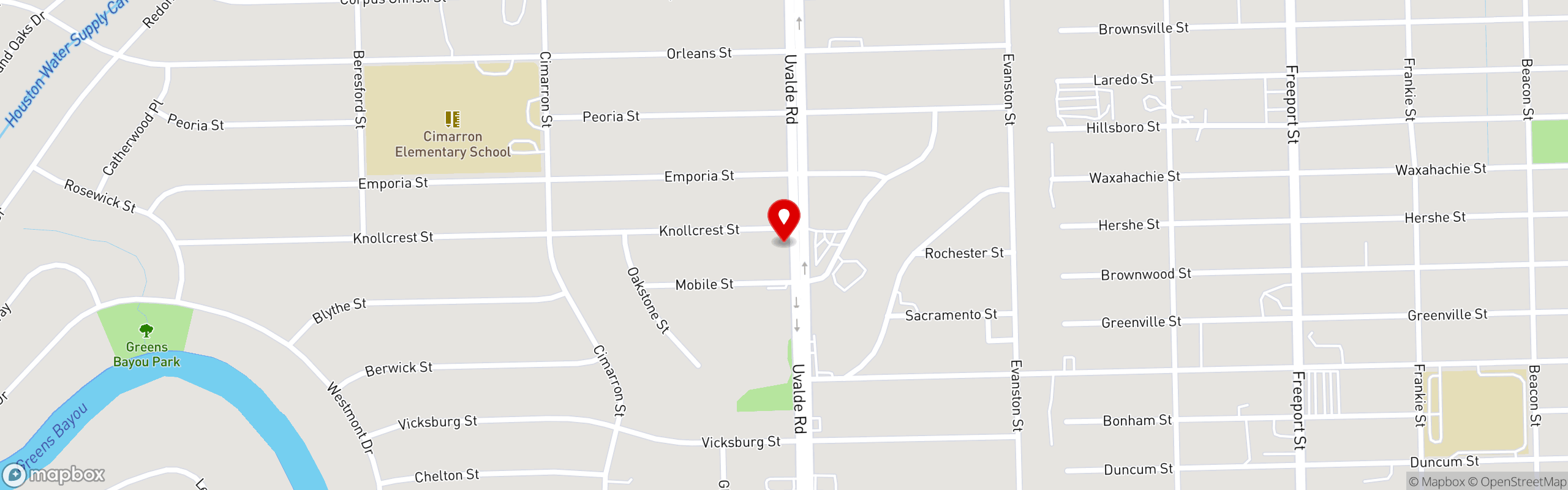 Street map pinning Taquerias Arandas in 920 Uvalde Rd