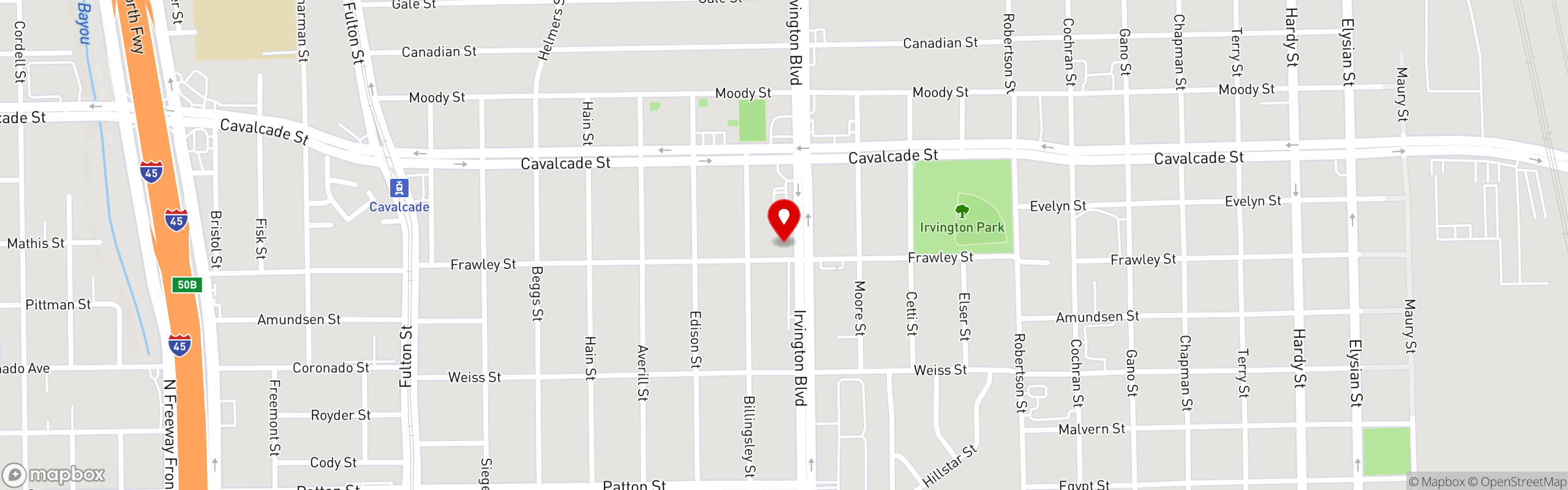 Street map pinning Taquerias Arandas in 4601 Irvington Blvd