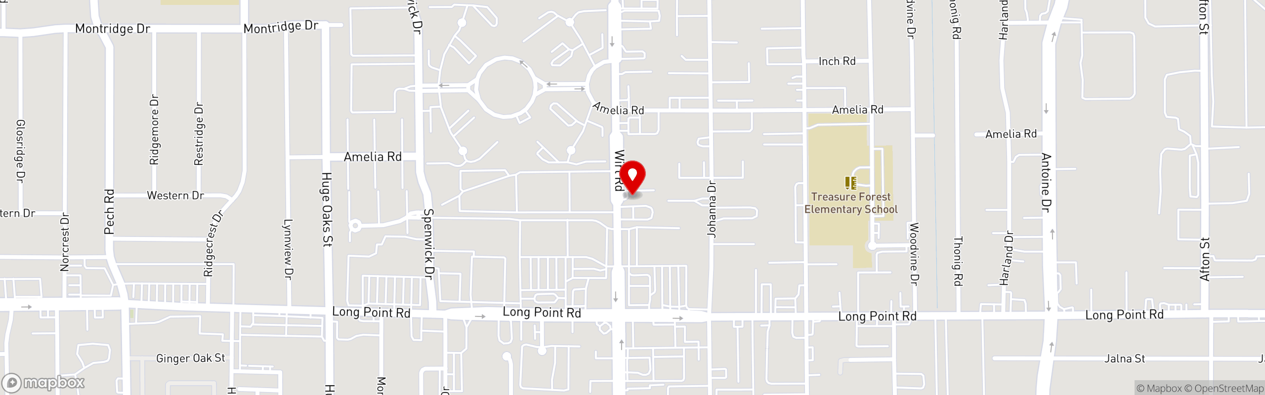 Street map pinning Taquerias Arandas in 1840 Wirt Rd