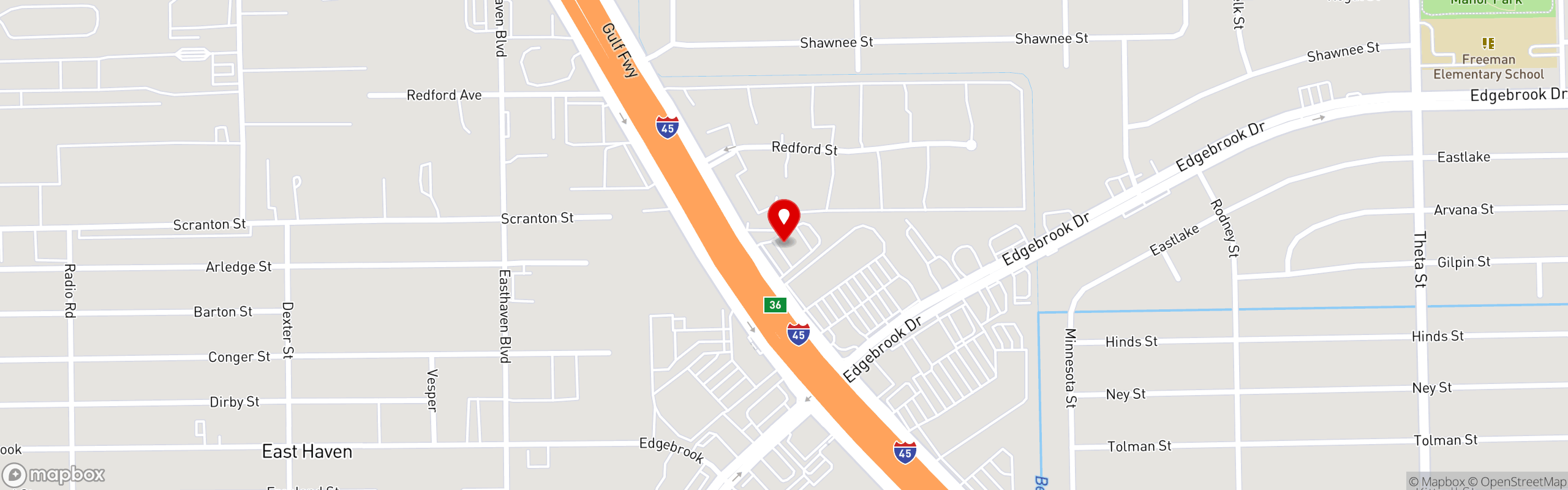 Street map pinning Taquerias Arandas in 10403 Gulf Freeway