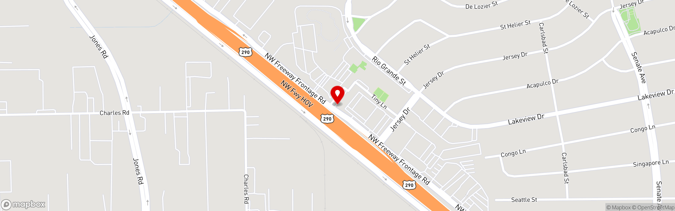 Street map pinning Taquerias Arandas in 16822 N West Freeway