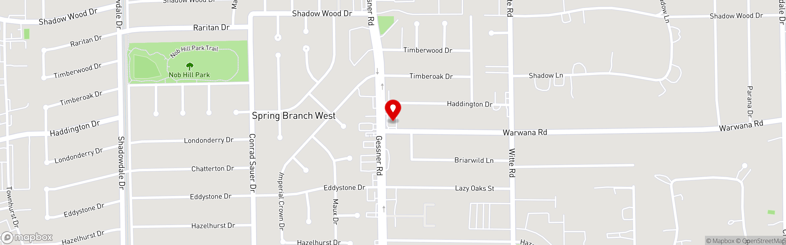 Street map pinning Taquerias Arandas in 1630 Gessner Rd